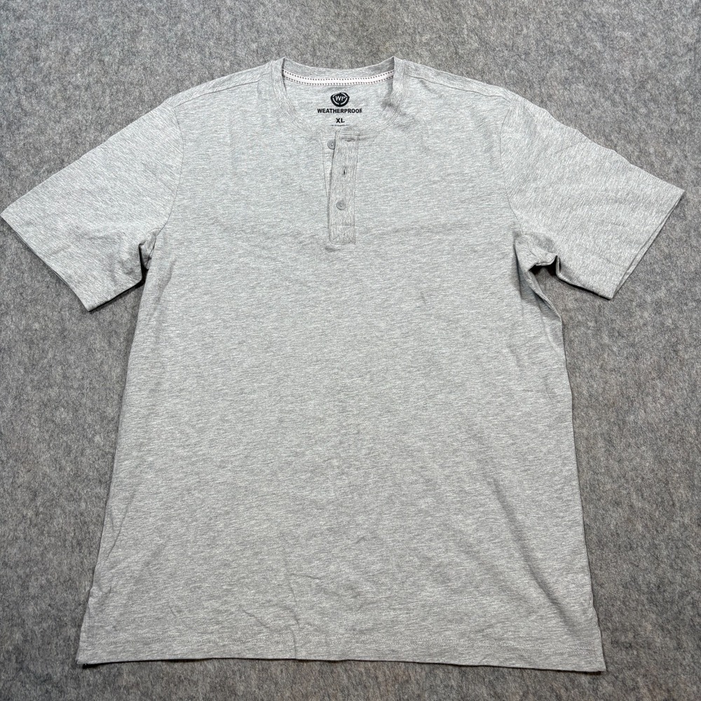 Weatherproof Shirt Men Size XL Gray 1/4 Button Tee Short Sleeves T-Shirt Casual
